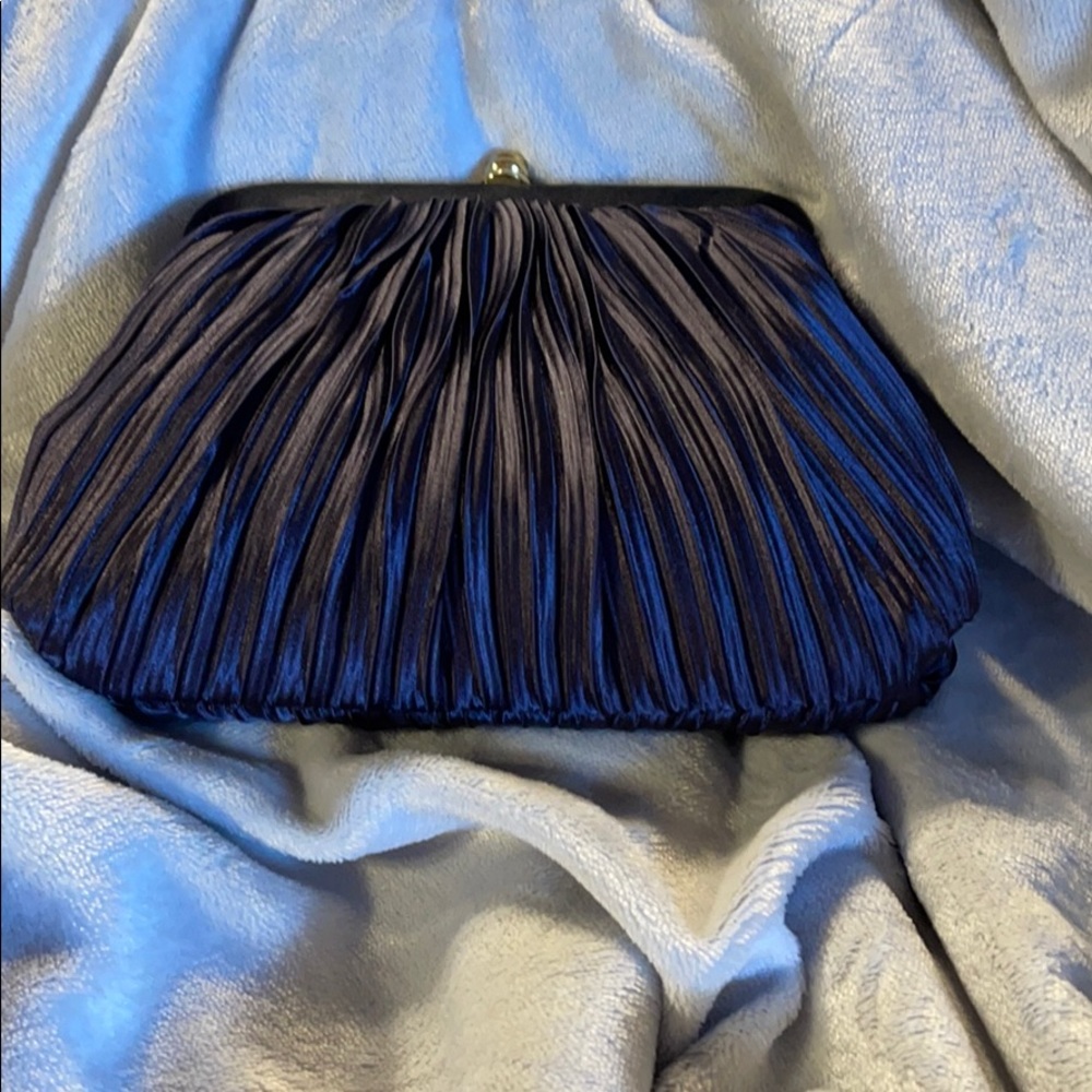 Sasha Navy Blue Accordion Gathered Evening Bag